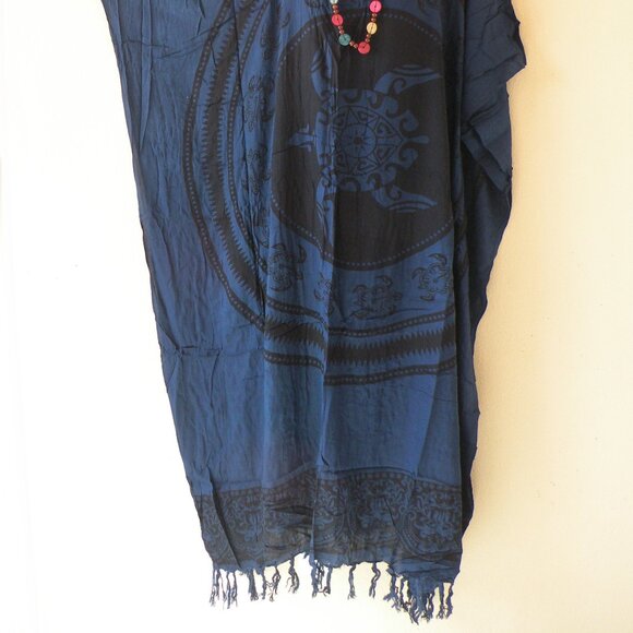 KD507 Blue Turtle Women Batwing VNeck Kaftan Dolman Women Abaya Dress Up to 5X - Picture 2 of 2
